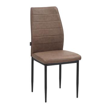Sedia Moderna Imbottita Soria Marrone 43,5x50 h 96 cm, con Gambe in Ferro Verniciato Nero Marino Fa Mercato