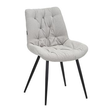Sedia Moderna Imbottita Elara Grigia 54x63 h85 cm, con Gambe in Ferro Verniciato Nero Marino Fa Mercato