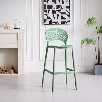 Sgabello Moderno Impilabile Pirz Verde in Polipropilene 48x49 h105 cm - per Soggiorno, Ufficio, Bar, Ristorante