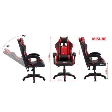 Sedia gaming Tokyo rossa e nera regolabile e reclinabile con seduta imbottita braccioli