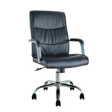 Sedia Travis da Ufficio Elegante Imbottita con Ruote e Altezza Regolabile Nero/Cromato