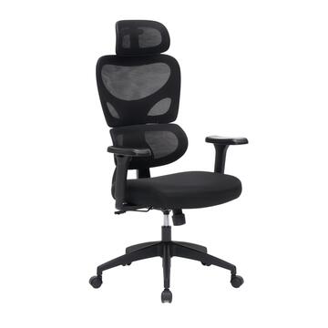 Poltrona da Ufficio Nera Ergonomica Regent con Ruote, Poggiatesta 2D e Braccioli 3D Regolabili Marino Fa Mercato