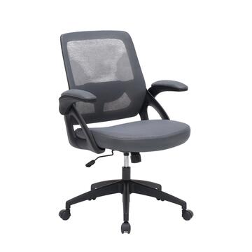 Poltrona da Ufficio Grigia Vixer con Ruote e Braccioli Ribaltabili