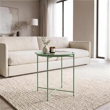 Tavolino Rotondo da Caffè Perion 47x47 h50 cm con 4 Gambe - Colori Assortiti Verde/Bianco/Nero/Grigio