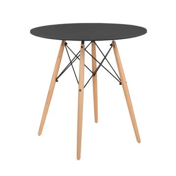 Tavolo tondo nero design scandinavo con gambe in legno