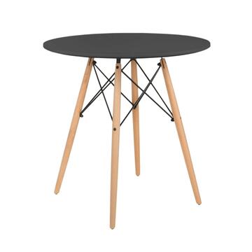 Tavolo tondo nero design scandinavo con gambe in legno - Marino fa Mercato