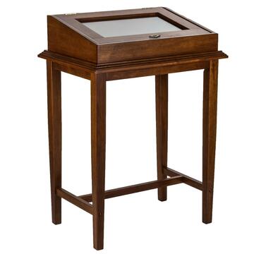 Tavolino bacheca classico in vetro e legno noce H88 Corradin