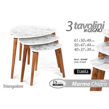 Set 3 Tavolini Marmo Chiaro