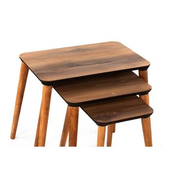 Set 3 tavolini rettangolari impilabili in legno, diverse misure