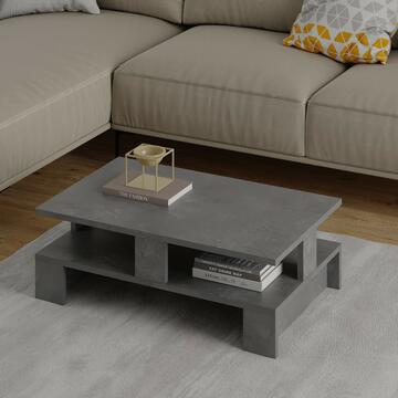 Tavolio Mansu da soggiorno, doppio ripiano, grigio antico