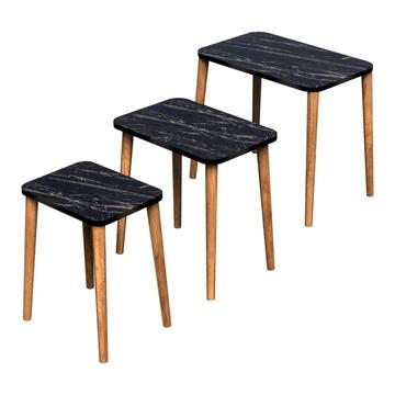 Set 3 tavolini rettangolari in legno con finitura piano... - Marino fa Mercato