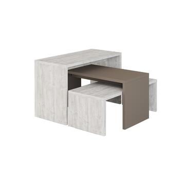 Tris Tavolini da Soggiorno Kanta Light Moka/Bianco 65x30cm