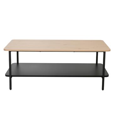 Tavolino da Caffè Moderno 100x50 h 40 cm con Piano in Melaminico e Struttura in Metallo Nero