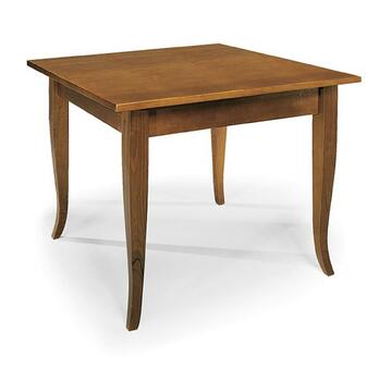 Tavolo da pranzo classico in legno noce con gambe a sciabola, 80x80 - Classico Veneto