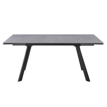 Tavolo da Pranzo Moderno Sosa Grigio - 180/260x90 h76 cm - Allungabile - con Piano in Ceramica e Gambe in Metallo Nero Marino fa Mercato