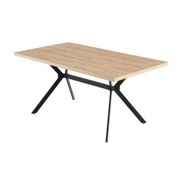 Tavolo da Pranzo Moderno Styr 160x90 con Piano in Melaminico Rovere Chiaro e Gambe in Metallo