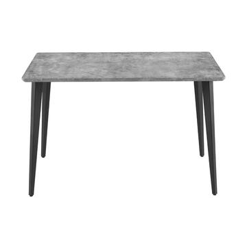 Tavolo da Pranzo Moderno Donec 120x80 con Piano in Melaminico Cemento e Gambe in Metallo