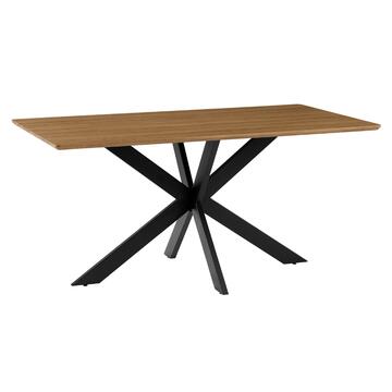 Tavolo da Pranzo Moderno Veki Rovere - 160x90 h76 cm - con Piano in Melaminico e Gambe in Metallo Nero Sabbiato Marino fa Mercato