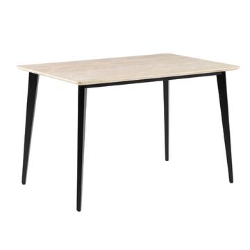 Tavolo da Pranzo Moderno Donec Rovere Grigio - 120x80 h76 cm - con Piano in Melaminico e Gambe in Metallo Nero Sabbiato Marino fa Mercato