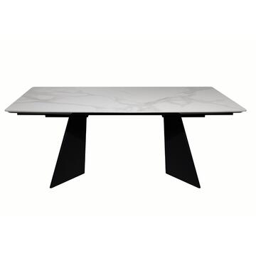 Tavolo da Pranzo Moderno Arade Bianco - 180/280x90 h76 cm - Allungabile - con Piano in Ceramica e Gambe in Metallo Nero Marino fa Mercato