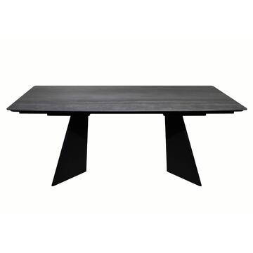 Tavolo da Pranzo Moderno Arade Grigio - 180/280x90 h76 cm - Allungabile - con Piano in Ceramica e Gambe in Metallo Nero Marino fa Mercato