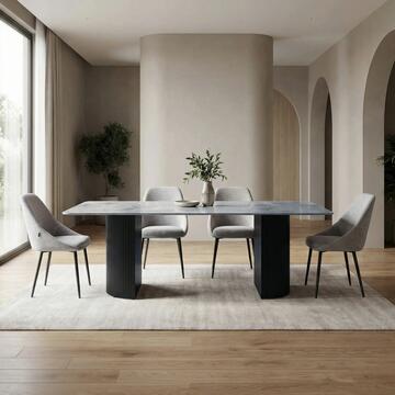 Tavolo Moderno con Piano in Ceramica e Gambe in Metallo Eracle 180x90 h76 cm