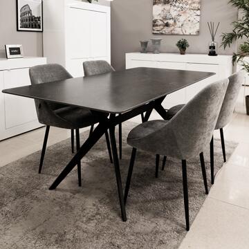 Tavolo Moderno con Piano in Ceramica Antracite e Gambe... - Marino Fa Mercato