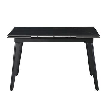 Tavolo Moderno Allungabile Dioniso Nero in Ceramica Effetto Marmo con Struttura in Ferro 120/180x80 h75 cm