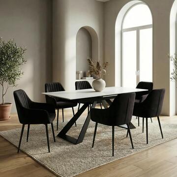 Tavolo Moderno Allungabile Bianco in Ceramica Effetto... - Marino Fa Mercato