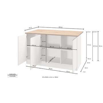 Isola Cucina Sole 3 Ante, L 155 cm, in Melaminico Bianco... - Marino fa Mercato