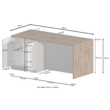 Isola Cucina Sole 4 Ante, L 200 cm, in Melaminico Bianco... - Marino fa Mercato