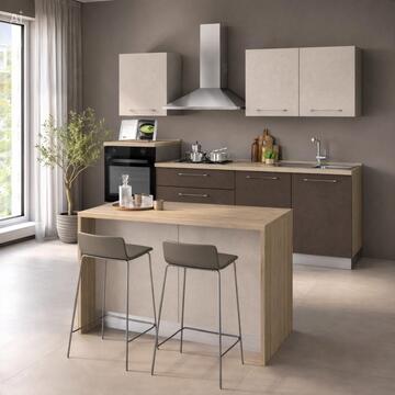 Isola Cucina Sofia con 2 Ante Battenti 125,2x90 h87 cm Titanio e Rovere Kadiz