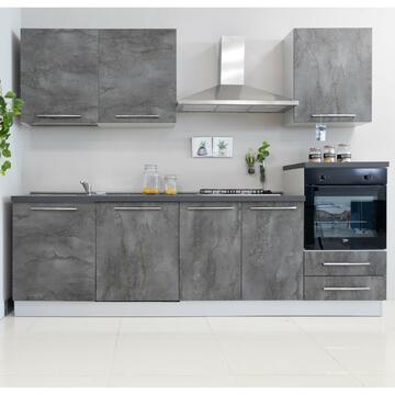 Cucina moderna Kristal compatta in finitura ossido, 270 cm, Ares