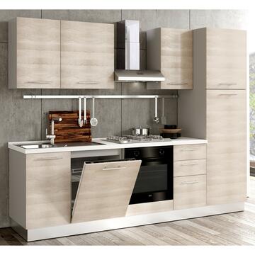 Cucina completa Giava con lavastoviglie olmo/bianco H217