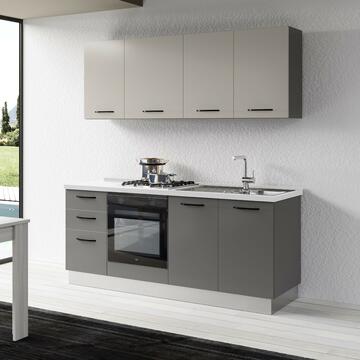 Cucina moderna completa Arca grigio/titanio, economica e compatta, 217x195x60