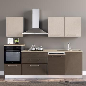Cucina Completa Moderna 270DX Sofia Cuoio/Perla con Elettrodomestici Inclusi