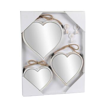 Set 3 Specchi a Cuore Bianchi 21/24/28cm Circonferenza con Corda