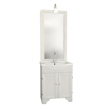Mobile bagno Laura Bianco decapè con lavabo e specchiera Marino fa Mercato