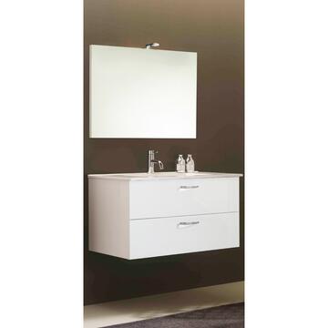 Mobile bagno sospeso moderno Alice bianco con lavabo ad incasso e specchio