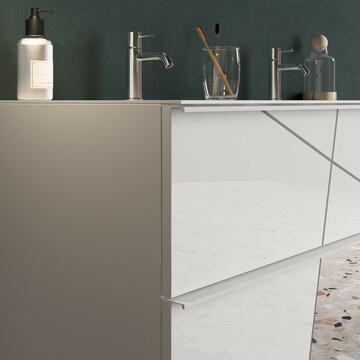 Mobile base bagno moderno Vittoria da terra con lavabo, bianco lucido