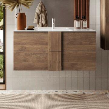 Mobile bagno sospeso moderno con lavabo Jupiter rovere 100cm