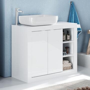 Mobile Bagno Moderno a Terra Bianco Lucido Basic con...