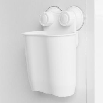 Portaoggetti da parete con ventosa per doccia bagno in plastica bianca
