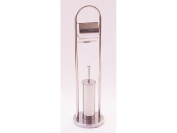 Set bagno porta rotolo + porta scopino in alluminio cromato