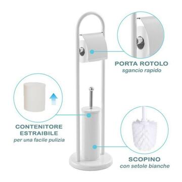Set bagno porta rotolo e porta scopino in metallo bianco - Marino fa Mercato