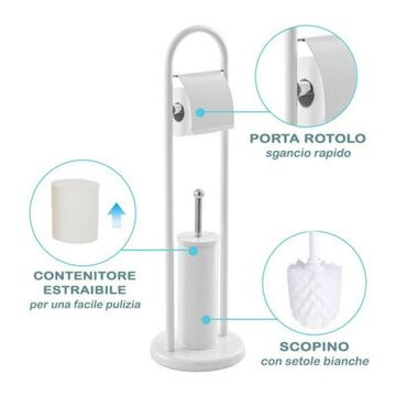 Set bagno porta rotolo e porta scopino in metallo bianco - Marino fa Mercato