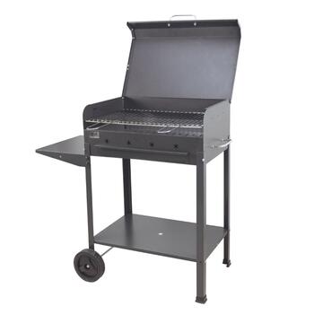 Barbecue BBQ Stella a Carbone 50x40 h91 cm con Coperchio, Griglia Regolabile e Ripiano Laterale