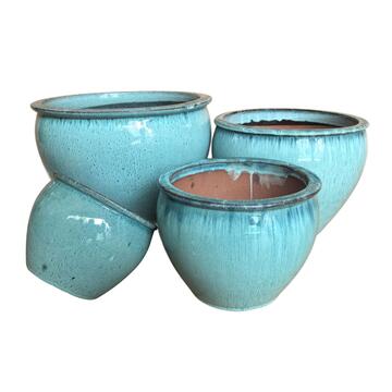 Set 4 Vasi in Ceramica Smaltata Tiffany di Diverse Dimensioni per Arredo Casa e Decorazioni