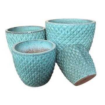 Set 4 Vasi in Ceramica Smaltata Tiffany di Diverse...