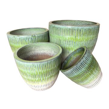Set 4 Vasi in Ceramica Smaltata Verde di Diverse Dimensioni per Arredo Casa e Decorazioni Marino Fa Mercato